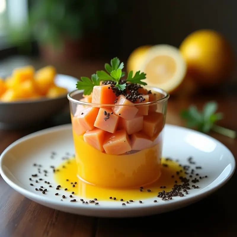 Ceviche de Salmón Ahumado y Mango: Receta Peruana-Japonesa con Toque Cítrico