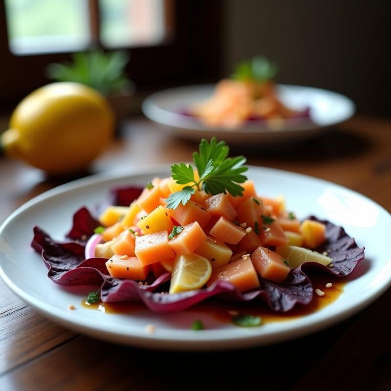 Ceviche de Salmon Ahumado y Maracuyá: Receta Peruana Gourmet con Toque Ácido