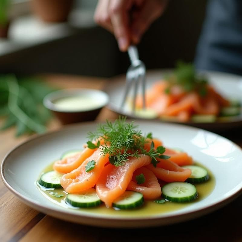 Ceviche de Salmón Ahumado y Pepino: Receta Escandinava con Leche de Coco y Eneldo