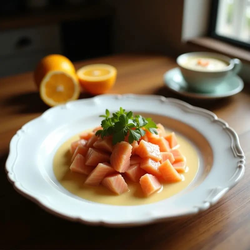Ceviche de Salmón con Marl de Cítricos y Leche de Coconut: Receta Peruano-Japonesa Fusion