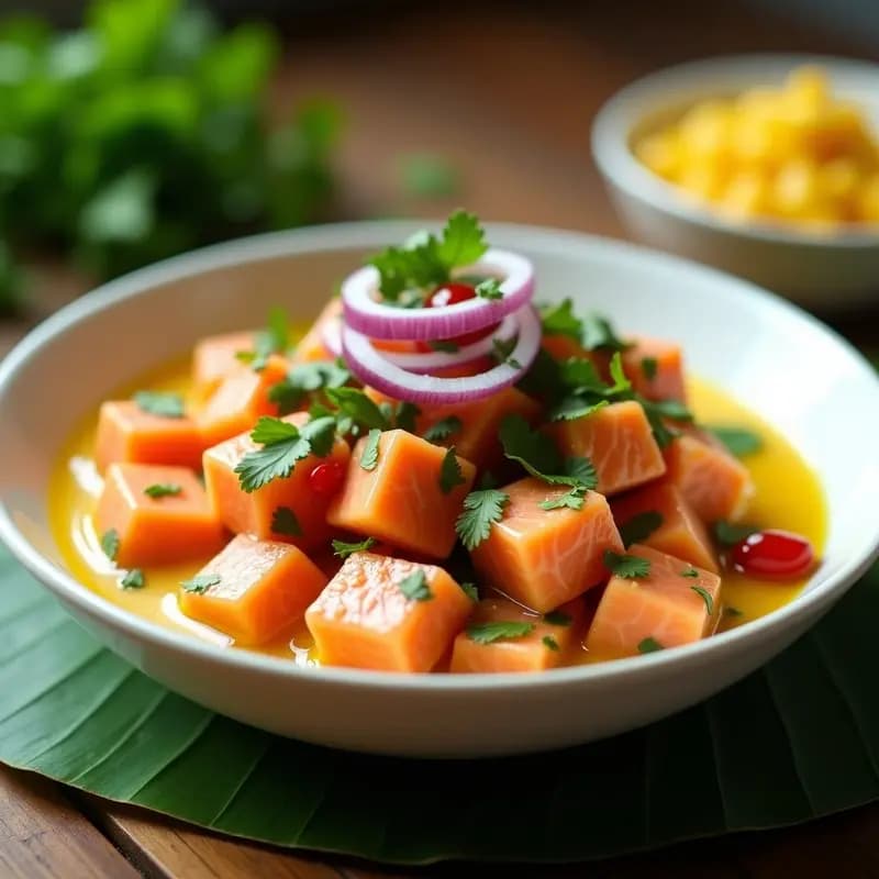 Ceiche de Salmón con Lulo y Cilantro: Receta Colombiana-Peruana con Toque Ácido