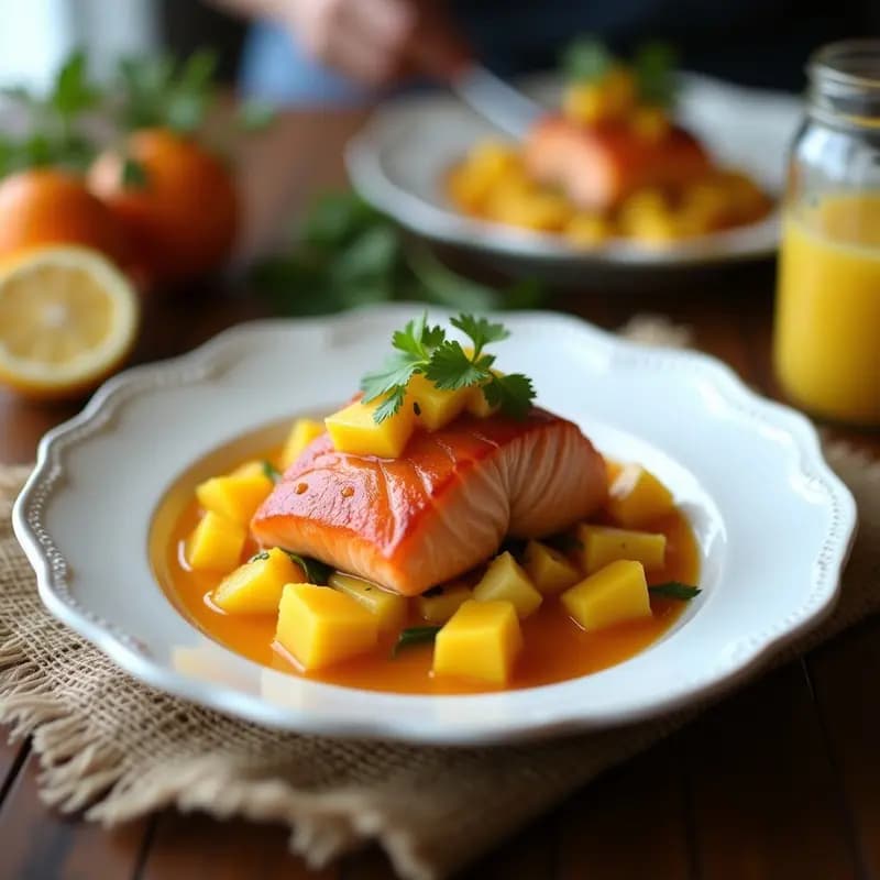 Ceviche de Salmón y Mango: Receta Perua con Toque Citrus y Aji Amarillo