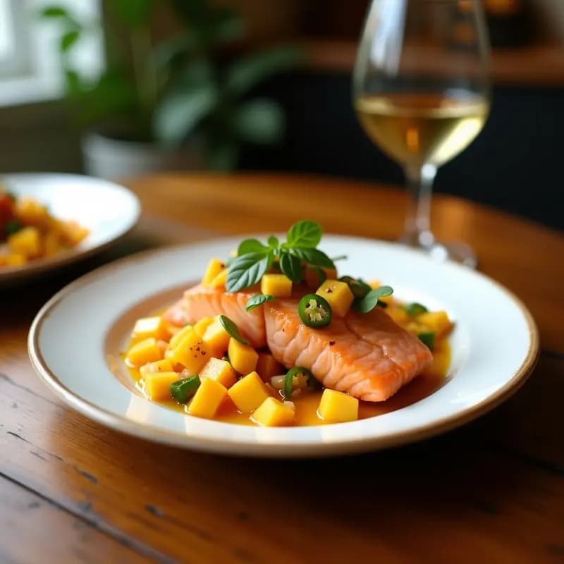 Ceviche de Salmón con Mango y Jalapeño: Receta Mexicana-Protagonista Fresca y Sin Cocción