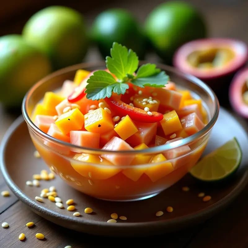 Ceiche de Salmón y Mango: Receta Ecuadoriana con Toque de Maracuyá