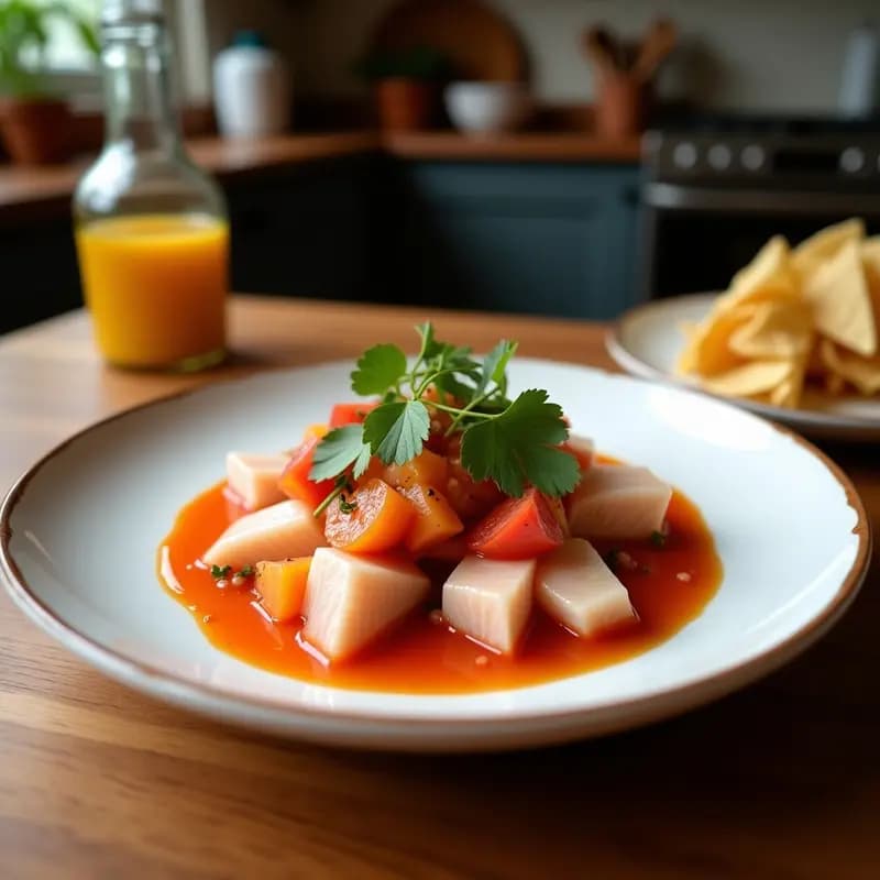 Ceviche de Salmón con Salsa de Tamarillo y Lechuga Morada: Receta Peruana Gourmet Sin Cocción