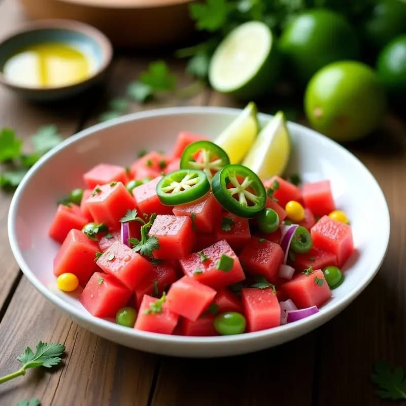 Ceiche de Sandía y Jalapeño: Receta Peruana Vegana con Toque Picante y Fresco