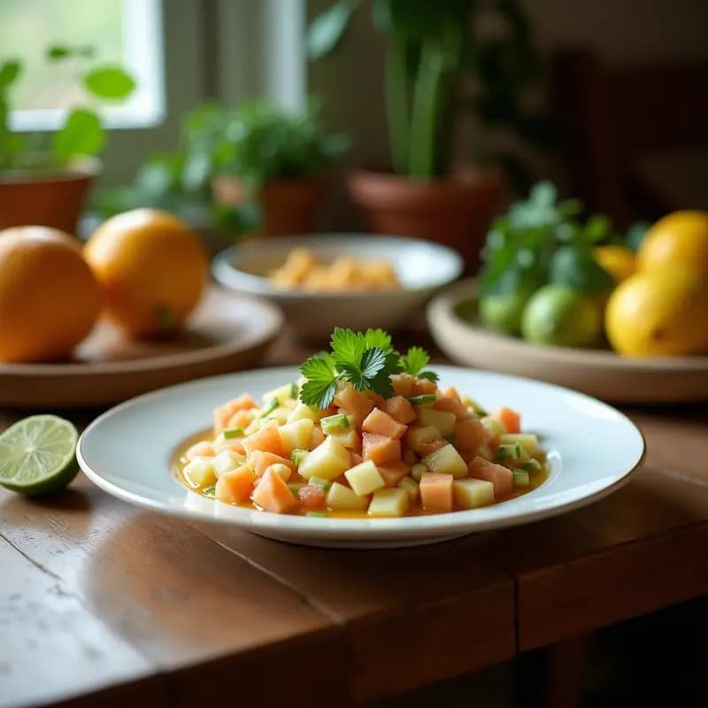 Ceviche de Sandía y Jicama con Limón y Tajín: Entrante Refrescante Sin Pescado