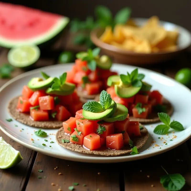 Ceviche de Sandía y Jitomate con Aderezo de Limón y Cilantro: Receta Mexicana Vegana y Refrescante