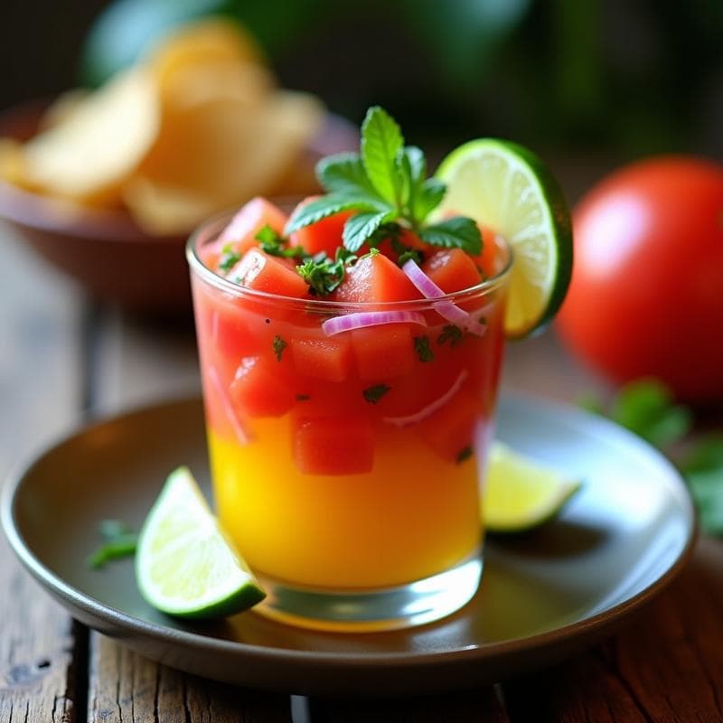 Ceviche de Sandía y Jitomate con Leche de Tigre de Maracuyá: Receta Vegana Mexicana en 15 Minutos