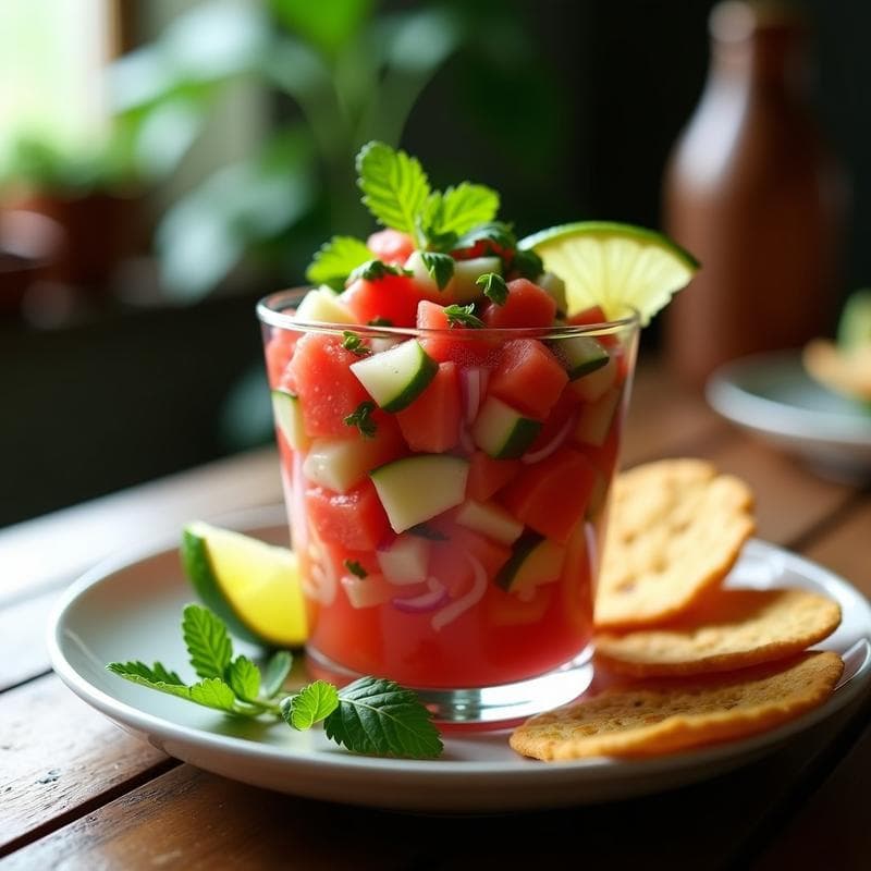 Ceviche de Sandía y Pepino con Jalapeño: Receta Vegana Mexicana Refrescante Sin Cocción