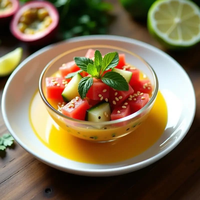 Ceviche de Sandía y Pepino con Leche de Tigre de Maracuyá: Receta Peruana Refreshing