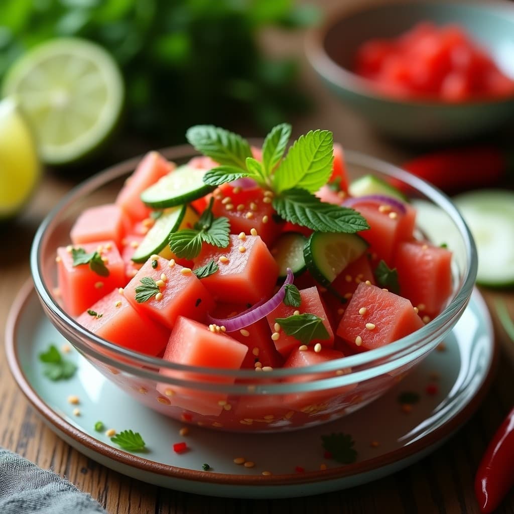 Ceviche de Sandía y Pepino con Lima y Chile: Receta Peruana Refrescante