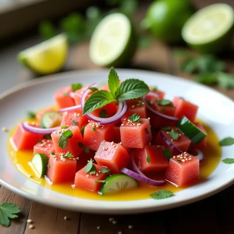 Ceiche de Sandía y Pepino con Limón: Receta Peruana Vegana y Refrescante en 15 Minutos