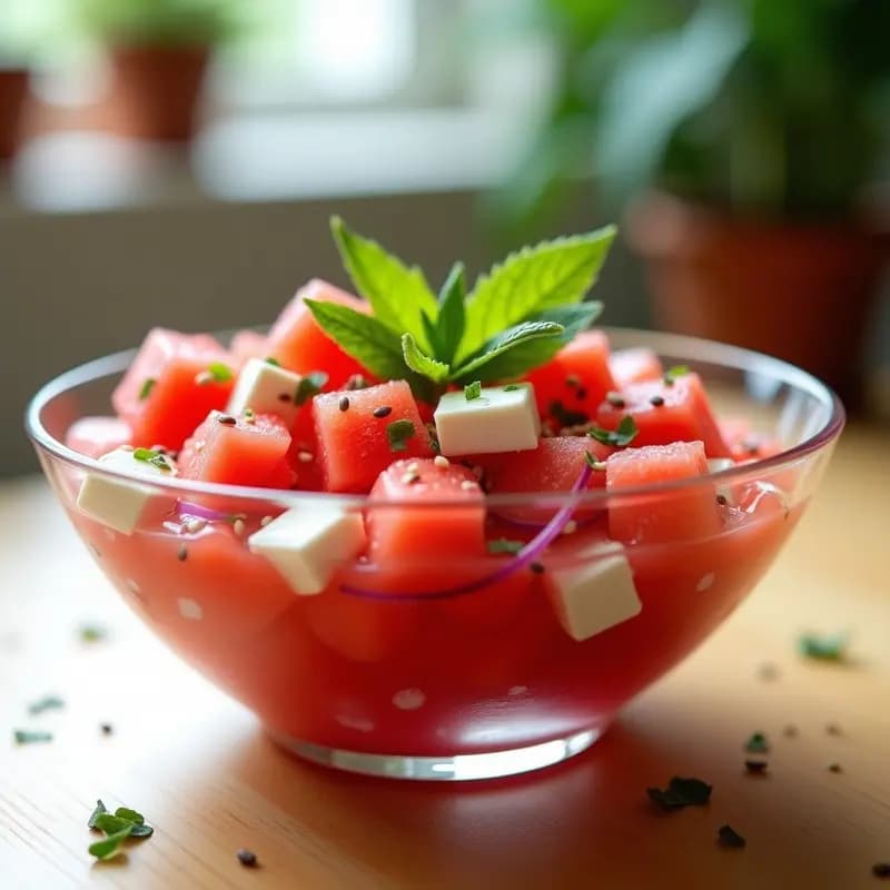 Ceviche de Sandía y Queso Feta: Receta Refrescante con Toque Ácido y Dulce