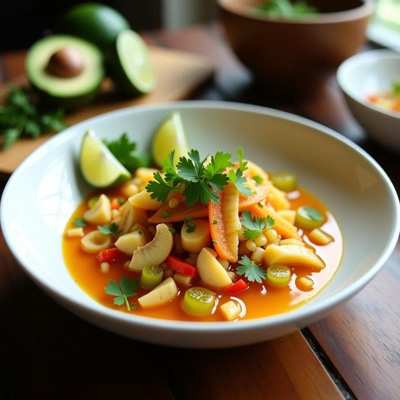 Ceviche de Seta Ostra y Cítricos con Aliño de Ají Amarillo: Receta Fusion Peruano-Asiática
