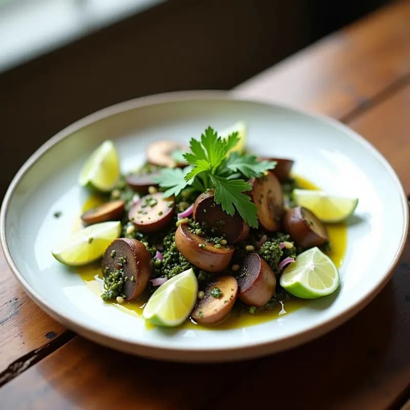 Ceiche de setas portobello y algas wakame: receta vegana peruana con toque marino