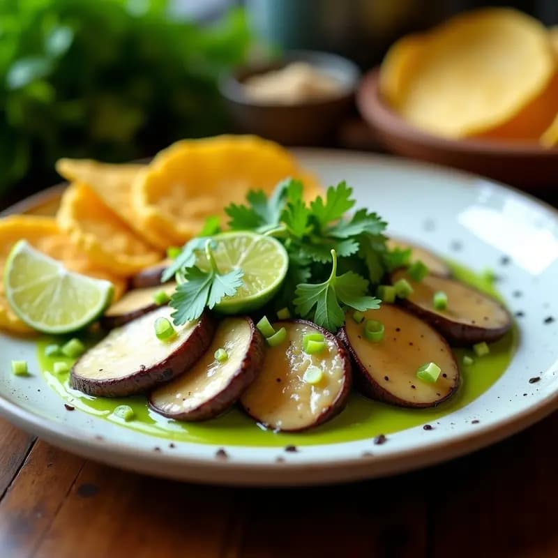 Ceviche de Setas Portobello y Leche de Tigre Verde: Receta Peruana Innovadora