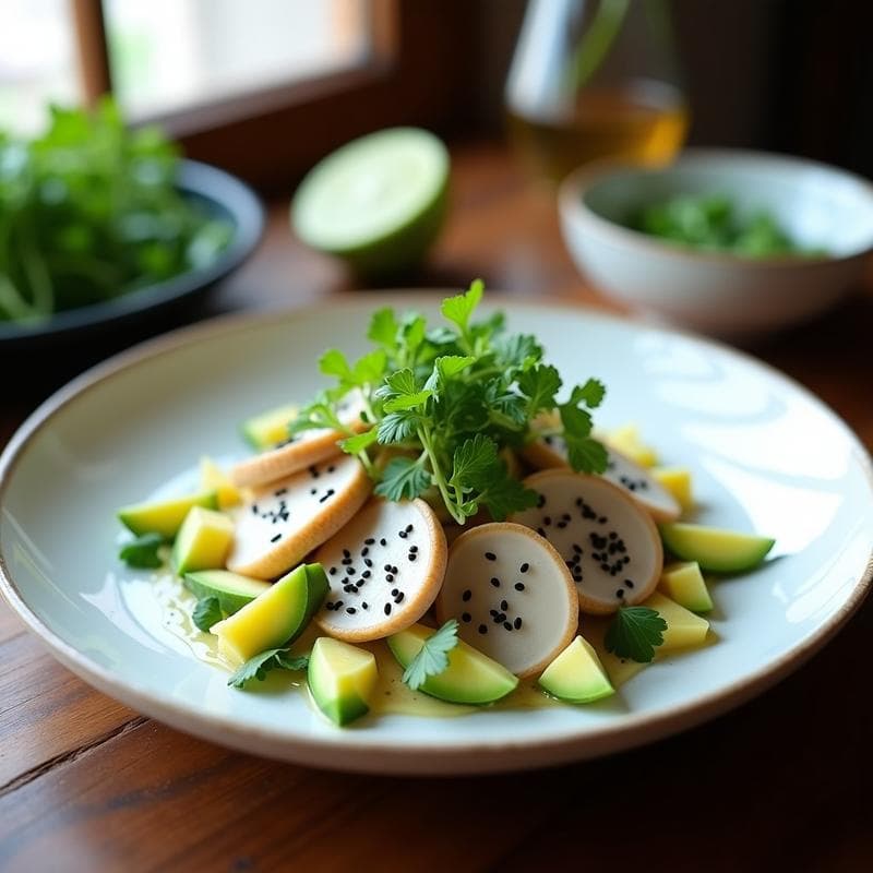 Ceviche de Setas Ostra y Algas Wakame con Leche de Limón: Receta Vegana de Fusion Japo-Peruana