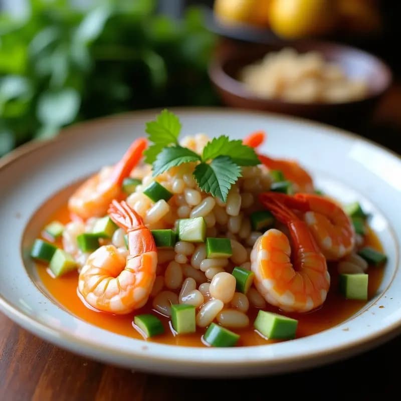 Ceviche Tailandés de Camarones y Coco: Receta Fusión de Sabores Ácidos y Dulces
