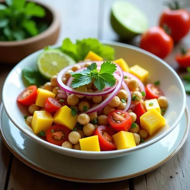Ceviche Vegano de Mango y Lechuga Tigre: Receta Fresca y Proteica en 15 Minutos