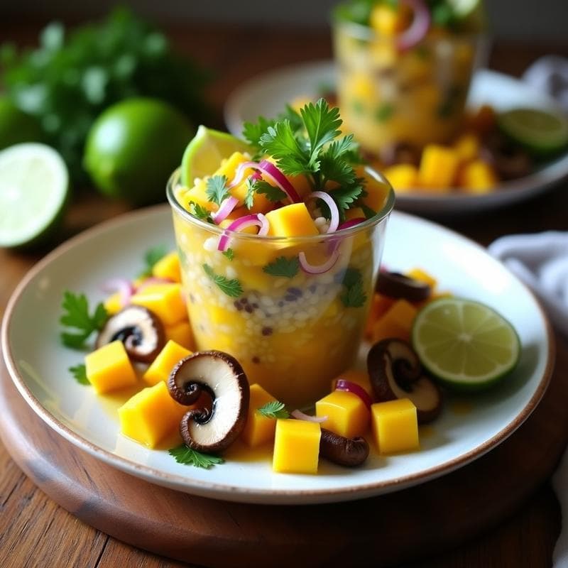 Ceviche Vegano de Mango y Shitake: Receta Peruana con Umami en 15 Minutos