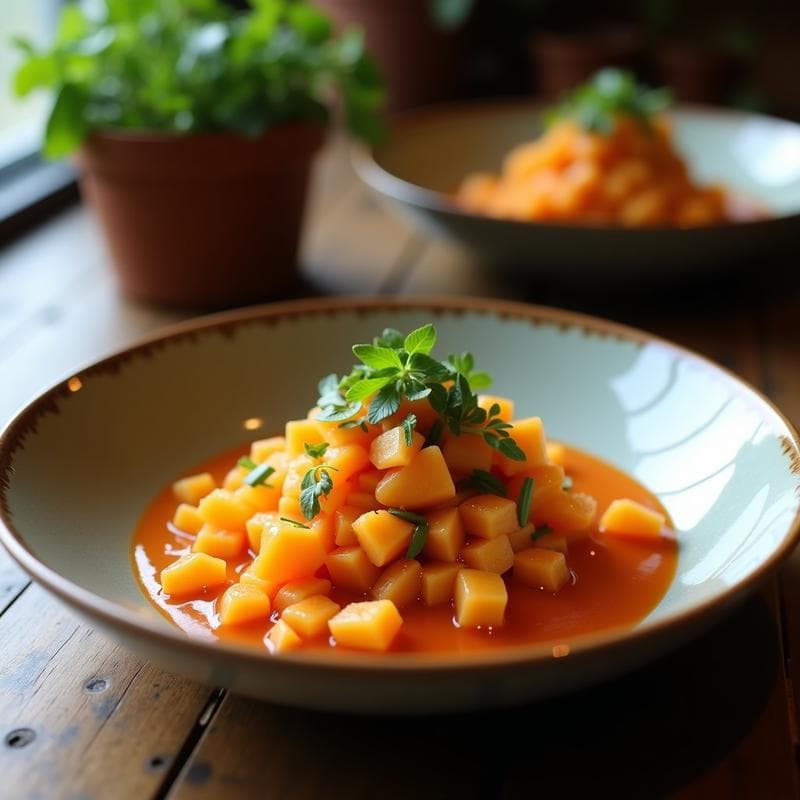 Ceviche de Zapallo Loco y Leche de Tigre de Naranja: Receta Peruana Vegana y Sin Gluten