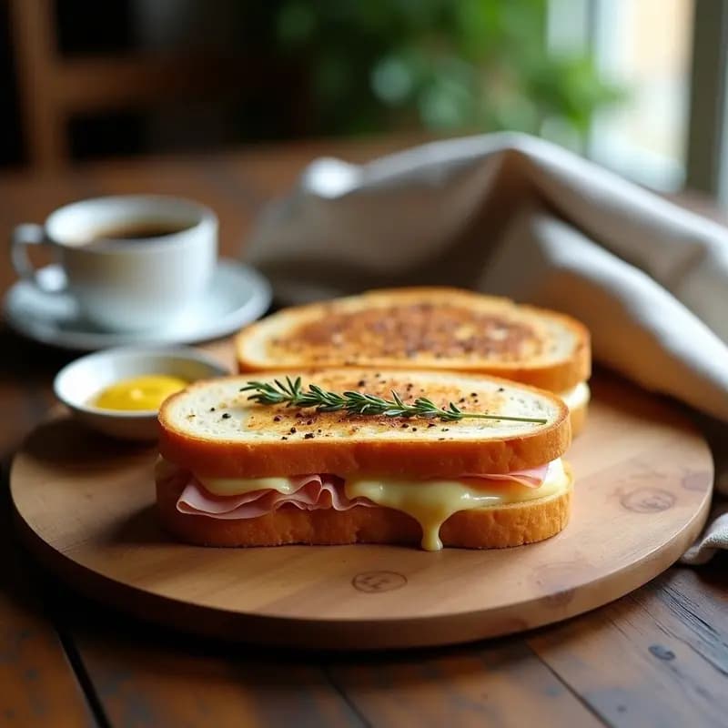 Ch Olympique Francés con Jamón y Queso Gruyère: Sándwich Gourmet para Desayunar