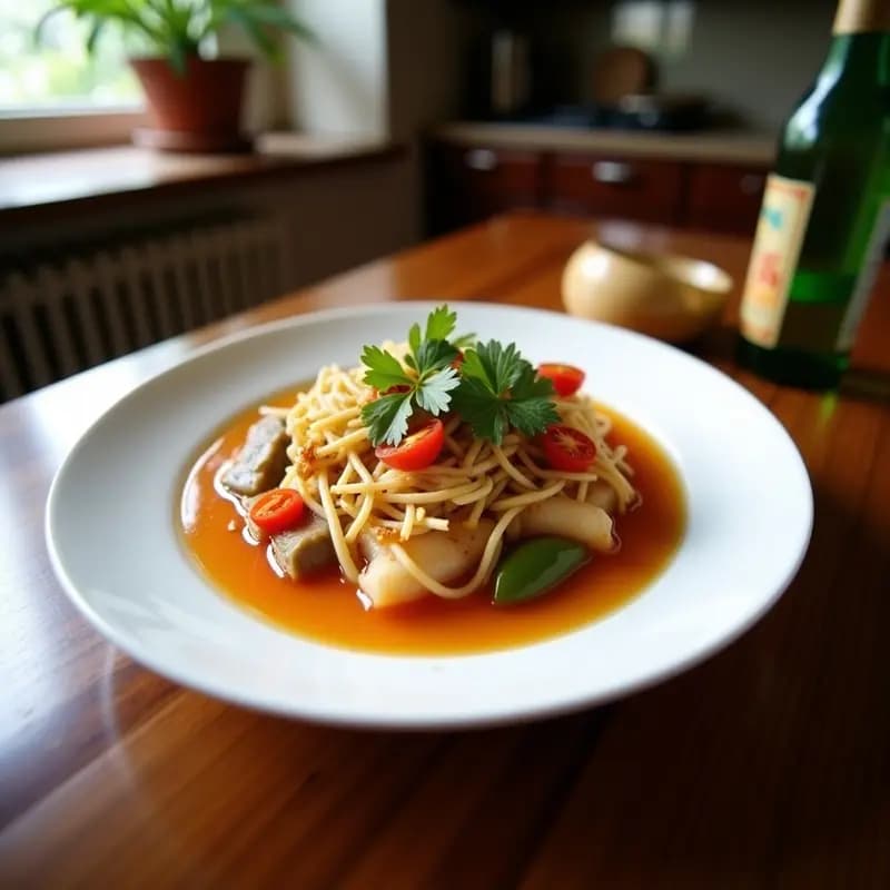 Cha Ca La Vong: Pescado Vietnamita Marinado con Cúrcuma y Eneldo en Sartén