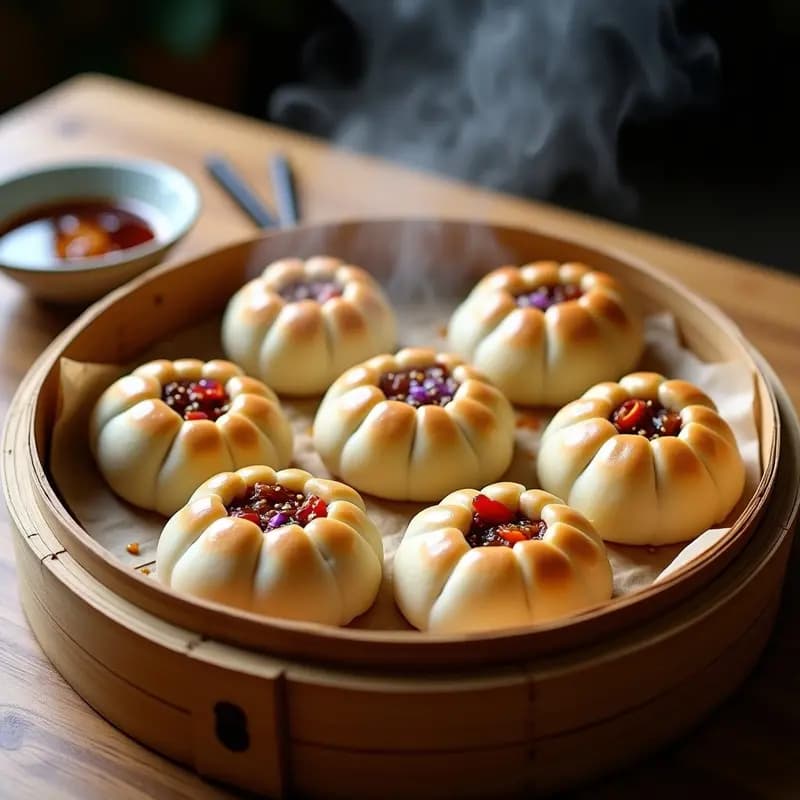 Cha Siu Bao Chino: Bollos al Vapor Rellenos de Cerdo Marinado en Salsa Hoisin