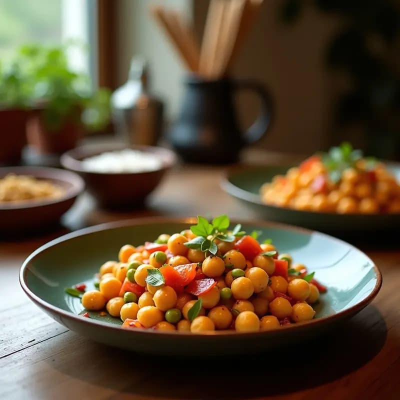 Chaat de Garbanzos Asados y Yogur de Coco: Aperitivo Indio Vegano y Crujiente