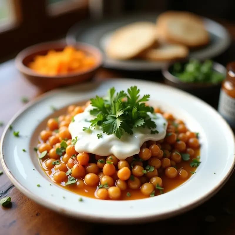 Chaat de Garbanzos y Yogur: Entrante Indio Picante con Cilantro y Tamarindo
