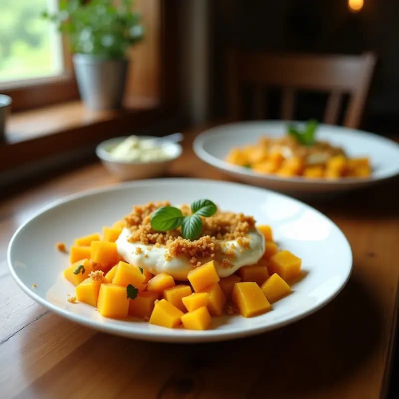 Chaat Masala de Yogur de Coco y Mango: Entrante Indio Vegano y Picante en 10 Minutos