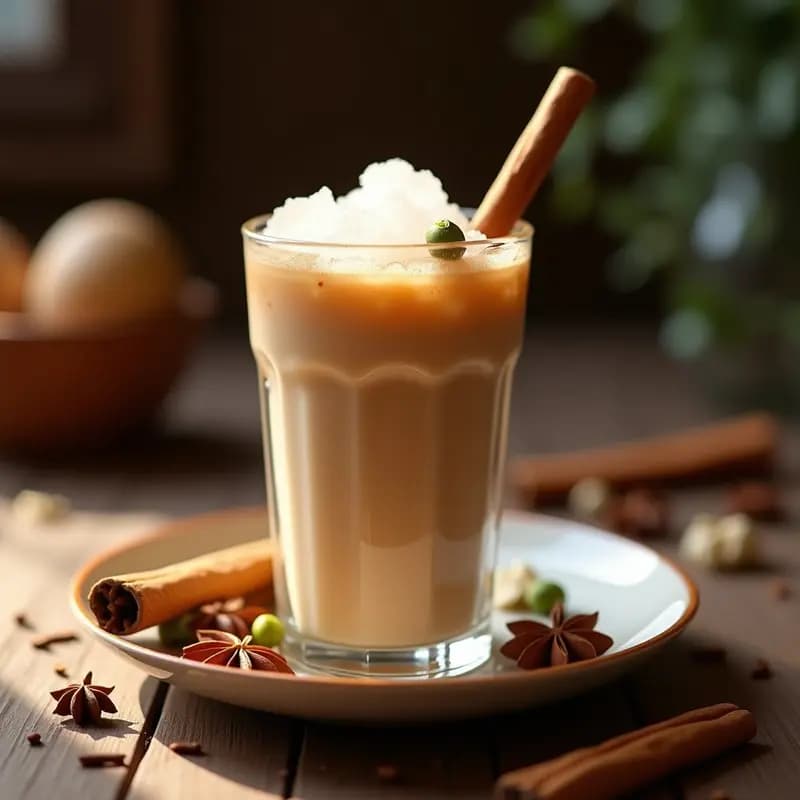 Chai Latte Helado con Avena y Cardamomo: Bebida India Sin Lácteos y Energizante