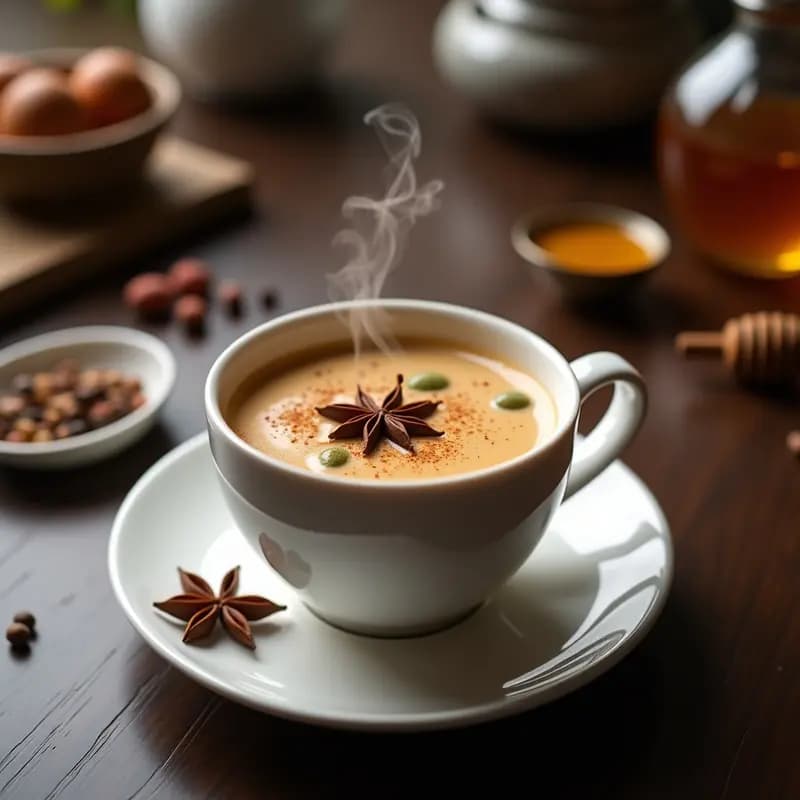 Chai Masala Indio: Bebida de Té con Especias, Leche y Miel para el Frío