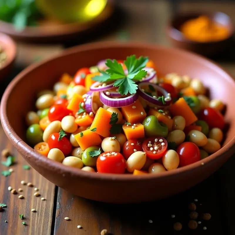 Chakalaka con Frijoles Blancos: Ensalada Sudafricana Vegana y Especiada