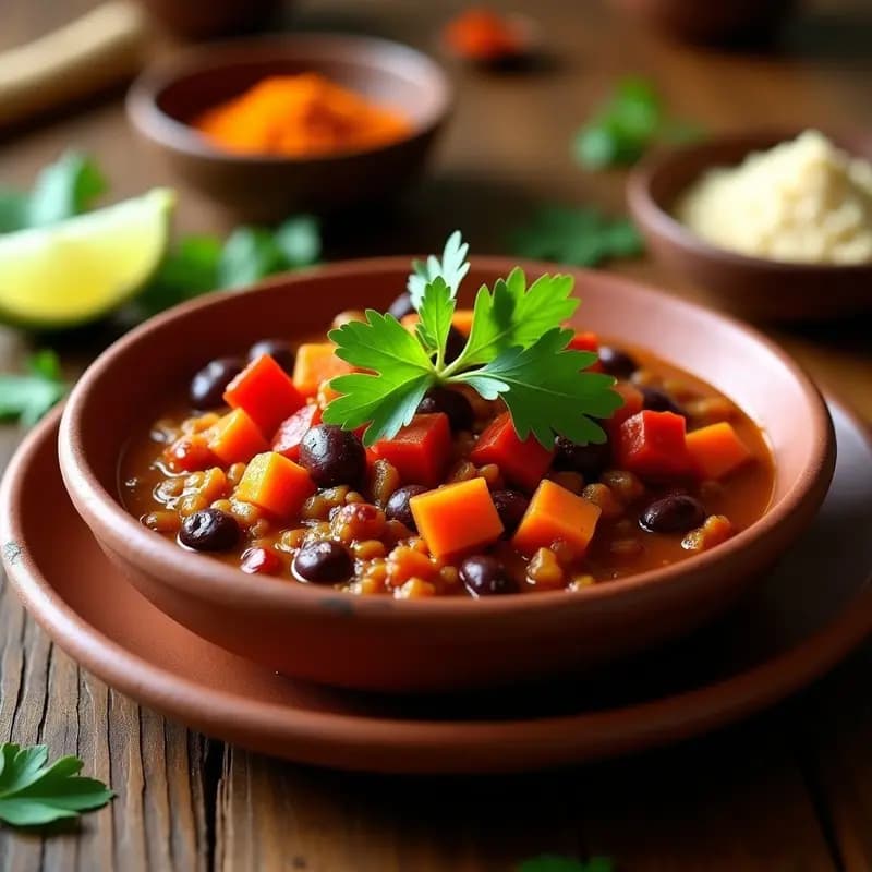 Chakalaka Sudafricana con Frijoles y Curry: Acompañamiento Picante y Vegano