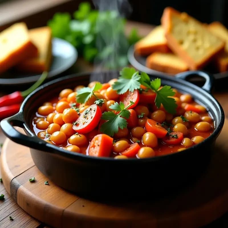 Chakalaka con Garbanzos y Pan de Maíz: Estofado Sudafricano Vegano y Picante