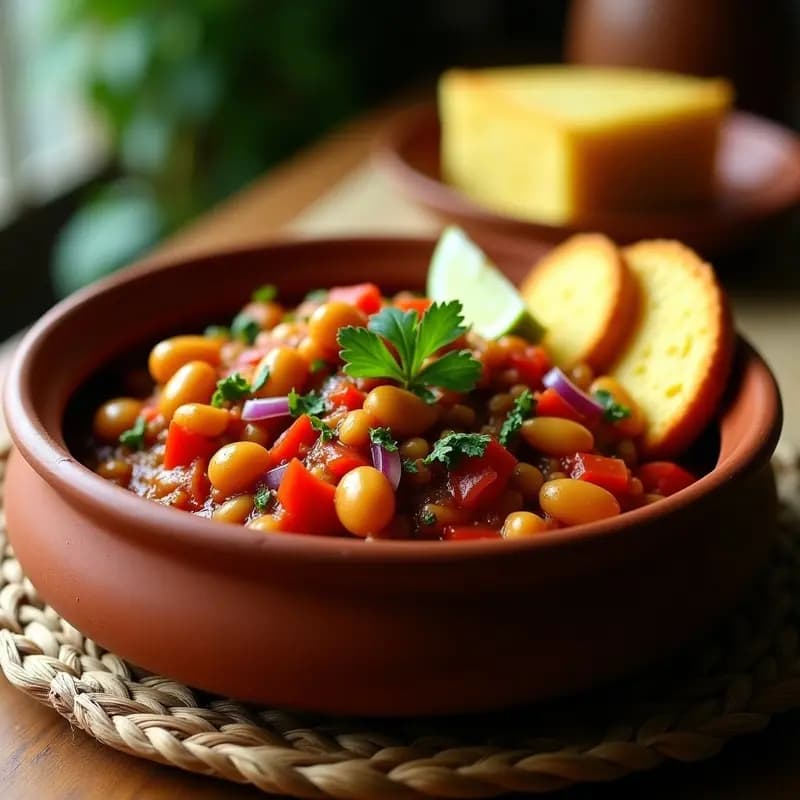 Chakalaka SurAfricano con Judías Blancas y Pan de Maíz: Guarnición Picante y Nutritiva
