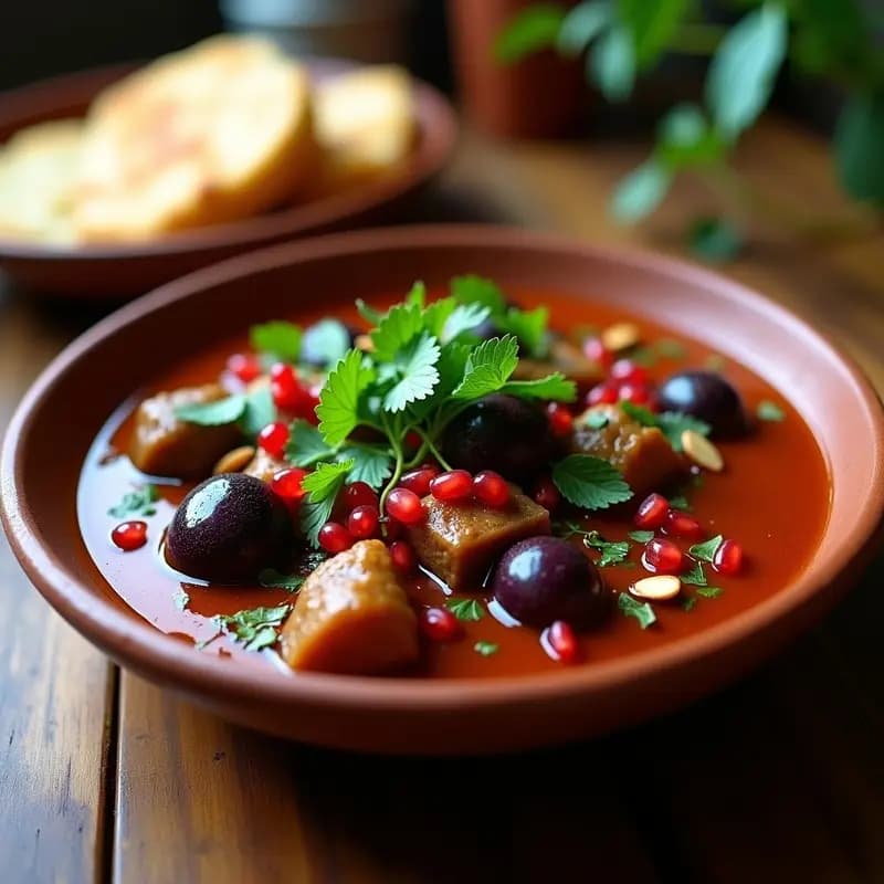 Chakapuli Georgiano con Ciruelas Tkemali: Guiso de Cordero con Especias y Hierbas Frescas