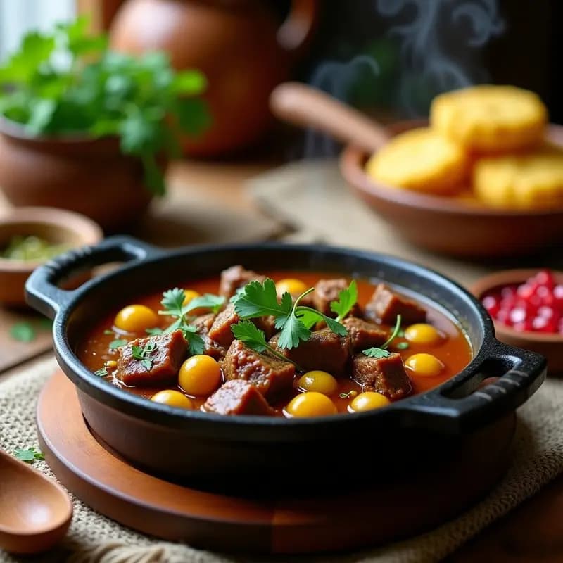 Chakapuli Georgiano de Ternera y Ciruelas Verdes: Estofado Ácido y Aromático en Olla Exprés