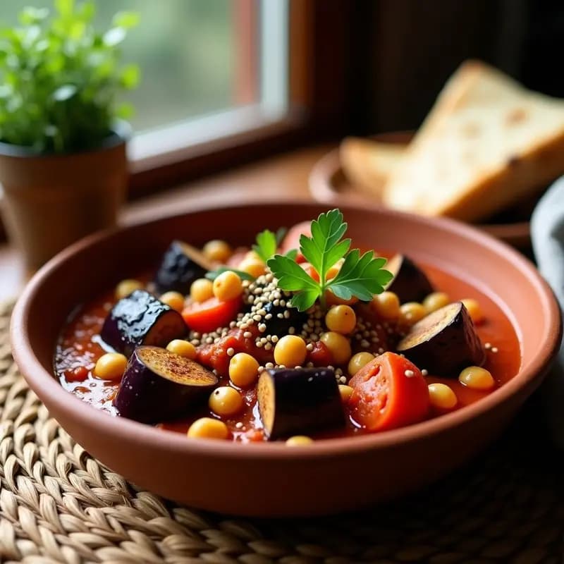 Chakchouka con Berenjena y Garbanzos: Desayuno Norteafricano Vegano y Sin Gluten