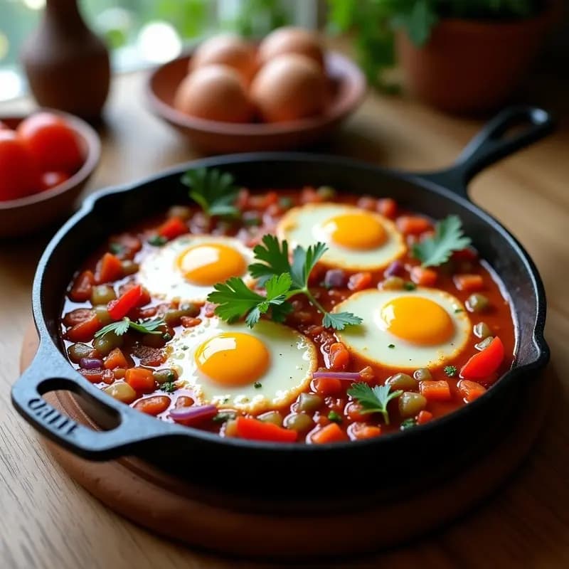 Chakchouka Tunecina con Huevos y Pimientos: Desayuno Keto en 15 Minutos