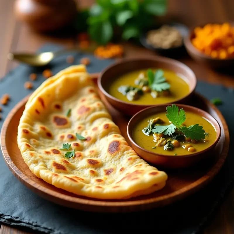 Chapati de Garbanzo con Curry de Espinacas: Pan Indio Vegano y Sin Harina