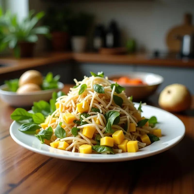 Chavai Tailandés de Mango Verde y Coco Rallado: Ensalada Fresca y Picante