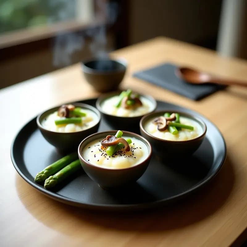 Chawanmushi de Espárragos y Shiitake: Entrante Japonés Vegano al Vapor