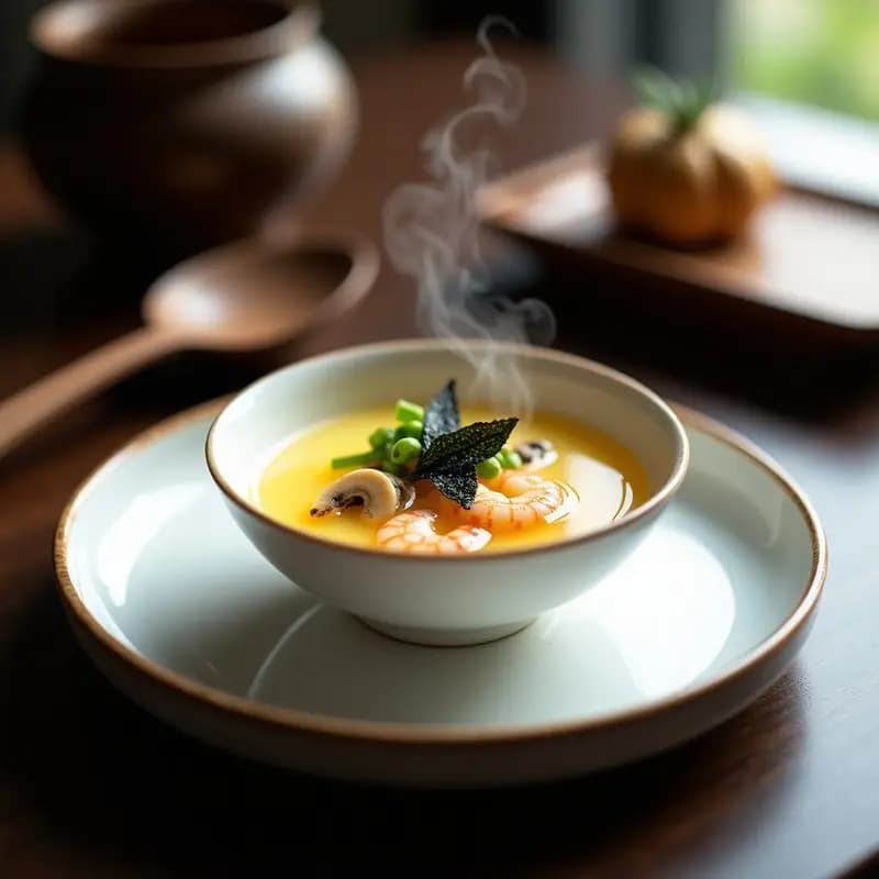 Chawanmushi de Setas y Camarones: Flan Japonés Salado al Vapor
