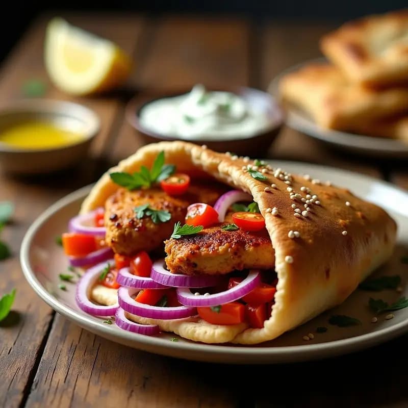 Chawarma de Pollo al Yogur con Pan de Pita Integral: Receta Libanesa Alta en Proteínas