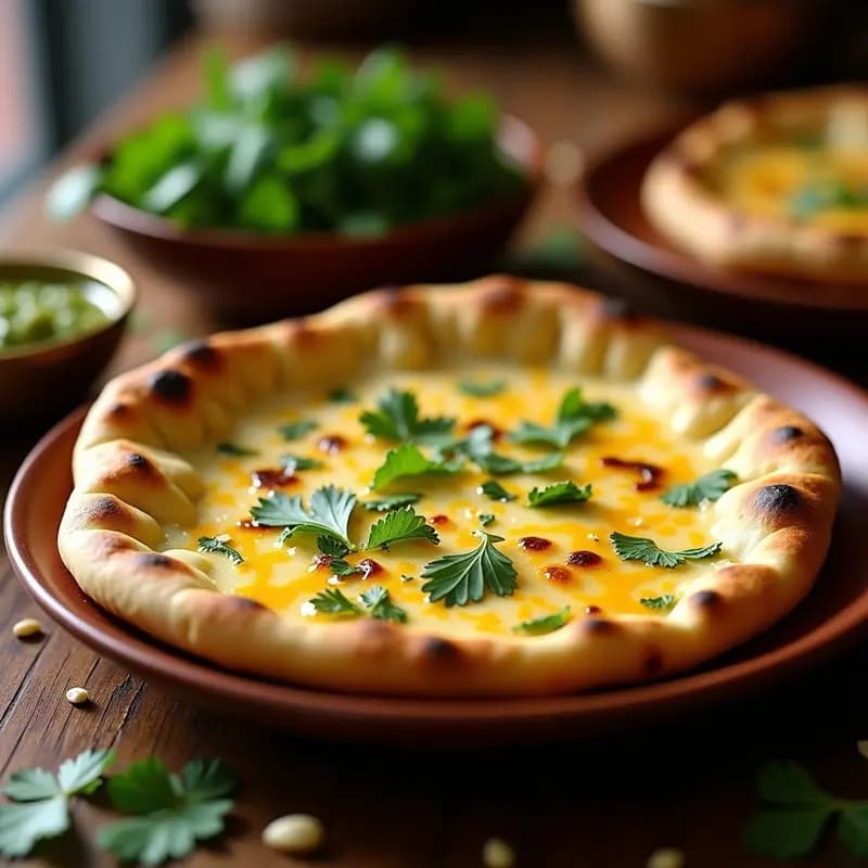 Cheese Naan Indio con Ajo y Cilantro: Pan Plano para Acompañar Curries en 20 Minutos