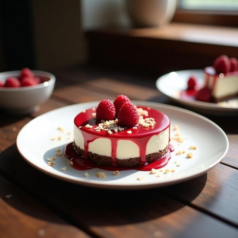 Cheesecake de Queso de Anacardos y Couli de Frambuesa: Postre Vegano Sin Horno en 4 Ingredientes