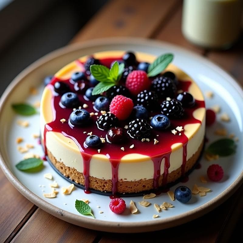 Cheesecake de Anacardos y Frutos del Bosque: Postre Vegano Sin Horno y Sin Lácteos